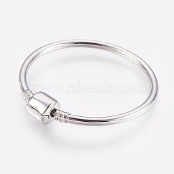 304 Stainless Steel European Style Bangle Making, with Clasps, Stainless Steel Color, 1-3/4 inch(4.6cm), 3mm(BJEW-F167-01P-A)