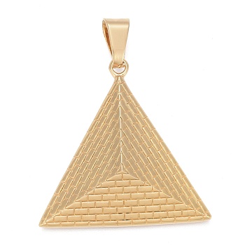 304 Stainless Steel Pendants, Pyramid, Golden, 45x45.5x11mm, Hole: 6x12mm