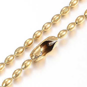 304 Stainless Steel Ball Chain Necklaces Making, Oval, Golden, 23.6 inch(60cm), 4x2.3mm