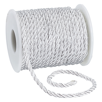 3-Ply Polyester Cords, Binding Rope with Decorative Rope, Plastic Clasp Hand Cord, White, 3mm, 20m/roll