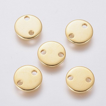 201 Stainless Steel Links connectors, Flat Round, Golden, 8x1mm, Hole: 1.4mm