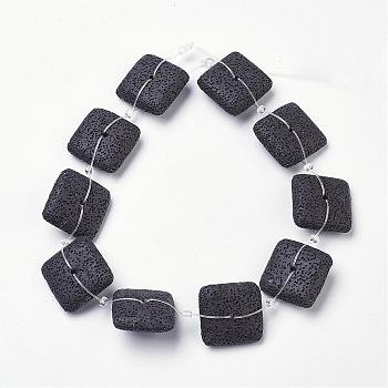 Natural Lava Rock Beads Strands, Dyed, Square, Black, 26x26x9mm, Hole: 2mm, about 10pcs/strand, 15.7 inch (40cm)
