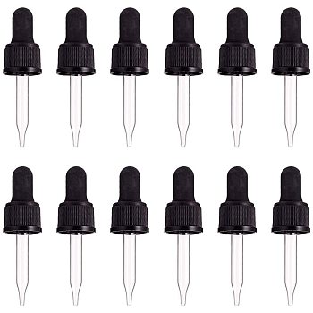 Glass Dropper Set Transfer Graduated Pipettes, Black, 7.4x2.2cm, Fit for 10ml Essential Oil Bottle