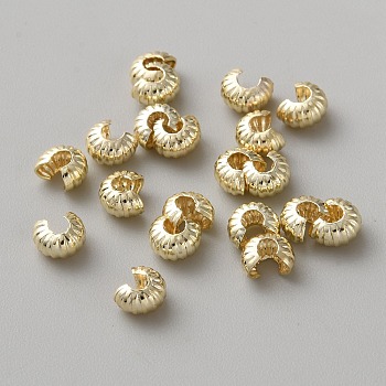 20Pcs Brass Crimp Beads Covers, Rondelle, Real 14K Gold Plated, 5.5x3.5mm, Hole: 1.8mm