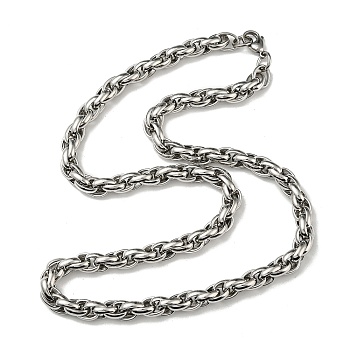 201 Stainless Steel Rope Chain Necklace, Stainless Steel Color, 22.24 inch(56.5cm)