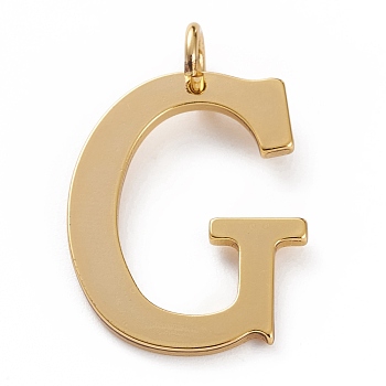 Golden Brass Pendants, Long-Lasting Plated, Letter, Letter.G, 27x20.5x1.5mm, Hole: 3.5mm