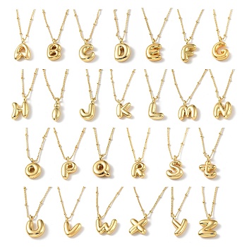 Initial Letter Brass Pendant Necklaces, Real 18K Gold Plated, Letter A~Z, 17.52 inch(445mm), Letter: 13.5~20x11~19mm.