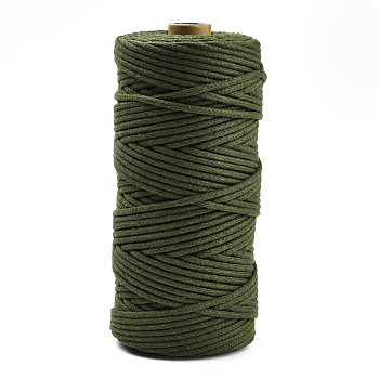 Cotton String Threads, Macrame Cord, Decorative String Threads, for DIY Crafts, Gift Wrapping and Jewelry Making, Dark Olive Green, 3mm, about 109.36 Yards(100m)/Roll.