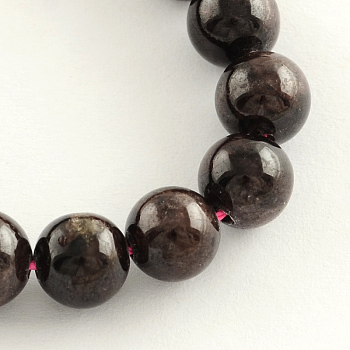 Natural Garnet Gemstone Beads Strands, Round, 7mm, Hole: 1mm, about 53pcs/strand, 14.9 inch