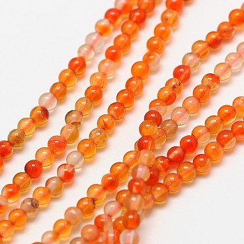 Natural Carnelian Bead Strands, Round, Dyed & Heated, 3mm, Hole: 0.8mm, about 126pcs/strand, 15 inch