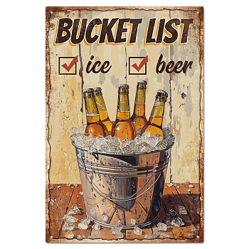 Vintage Metal Tin Sign, Iron Wall Decor for Bars, Restaurants, Cafe Pubs, Rectangle, Bottle, 300x200x0.5mm