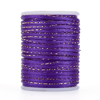 Polyester Cord, with Gold Metallic Cord, Chinese Knotting Cord, Purple, 1.5mm, about 4.37 yards(4m)/roll