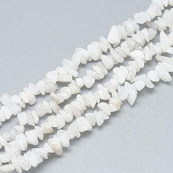Natural White Jade Beads Strands, Chip, 3~11x3~5x1~4mm, Hole: 1mm, about 380~400pcs/strand, 33 inch