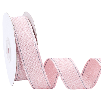 Double Face Polyester Velvet Ribbon, for Gift Packing and Festival Decoration, Pink, 1 inch(25mm), about 10.00 Yards(9.14m)/Roll