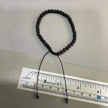 Round Natural Lava Rock Braided Bead Bracelets, Adjustable Nylon Cord Bracelets for Women Men, Inner Diameter: 5/8 inch(1.72cm)~1-3/8 inch(3.42cm)