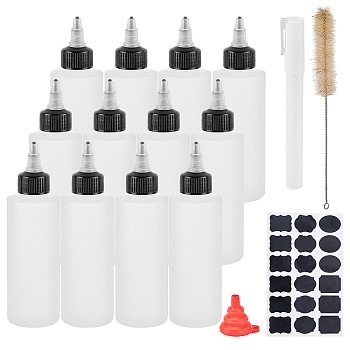 Plastic Glue Bottles,  Portable Foldable Silicone Funnel Hopper, Length Chemistry Test Tube Bottle Wash Cleaning Brush, Chalkboard Sticker Labels, Marker Pen, Mixed Color, 11.4x3.5cm, Capacity 75ml