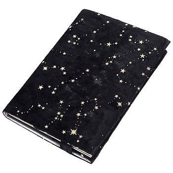 Velvet Book Covers for Paperbacks, Rectangle with Star Pattern, Black, 323x216x2.5mm