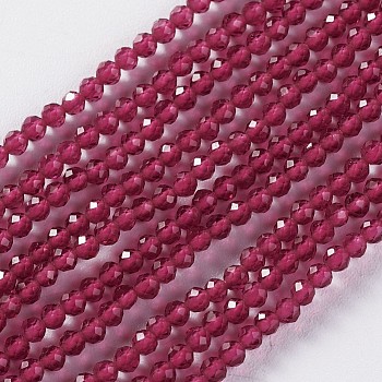 Glass Beads Strands, Faceted, Round, Pale Violet Red, 2x2mm, Hole: 0.4mm, about 193~197pcs/strand, 14.17 inch~15.51 inch(36~39.4cm)