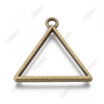 Alloy Open Back Bezel Pendants, For DIY UV Resin, Epoxy Resin, Pressed Flower Jewelry, Triangle, Antique Bronze, 29x29x2.5mm