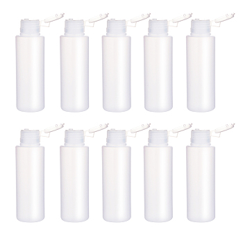 100ml PE Plastic Empty Refillable Flip Cap Bottles, with PP Plastic Lids, Squeeze Bottles for Travel Liquid Cosmetic Storage, Clear, 12.5cm, Capacity: 100ml