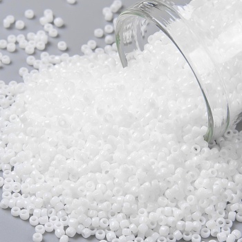 TOHO Round Seed Beads, Japanese Seed Beads, (41) Opaque White, 11/0, 2.2mm, Hole: 0.8mm, about 1110pcs/bottle, 10g/bottle