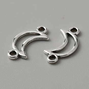 Tibetan Style Alloy Connector Charms, Hollow Moon Links, Antique Silver, 17.5x9.5x1mm, Hole: 1.6mm