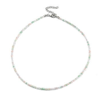 Bling Glass Beaded Necklace for Women, Light Green, 16.93 inch(43cm)