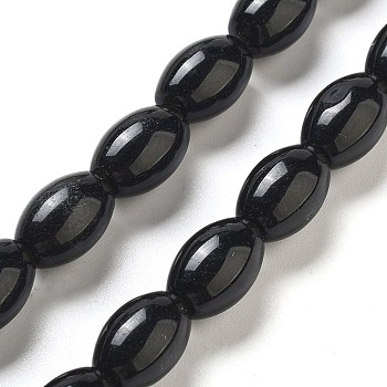 Natural Black Jasper Beads Strands, Rice, 12x8mm, Hole: 1.2mm, about 33pcs/strand, 15.94''(40.5cm)