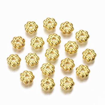 CCB Plastic Beads, Flower, Golden, 6.5x2.5mm, Hole: 1.6mm, about 7300pcs/500g