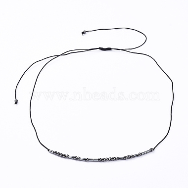 Adjustable Non-magnetic Synthetic Hematite Necklaces(NJEW-JN02704-03)-2
