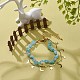 Brass Moon and Star Charms & Seed Flower Double Layer Multi-strand Bracelet for Women(BJEW-JB08848)-2
