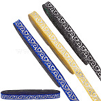 3 Rolls 3 Colors Polyester Floral Ribbon, for Garment Accessories, Mixed Color, 3/8 inch(10mm), about 7.66 Yards(7m)/roll, 1 roll/color(OCOR-HY0001-09A)