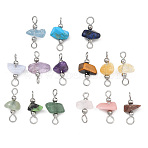 15Pcs 5 Colors Natural & Synthetic Mixed Gemstone Chip Links Connector Charms, with 304 Stainless Steel Loops, Mixed Color, Mixed Dyed and Undyed, Stainless Steel Color, 17~18x8~12x5~7mm, Hole: 2.5mm, 3pcs/color(PALLOY-JF05360)