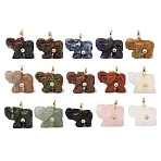 Natural & Synthetic Mixed Stone Pendants, Elephant, Golden, 22~24x25~26.5x13~14mm, Hole: 3.5~4mm(G-H357-01G)