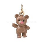 Alloy Enamel Pendants, Golden, Bear Charms, 18.5x13x8mm, Hole: 4mm(AL-CBA68FA-09D-G)