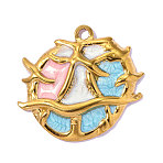 304 Stainless Steel Enamel Pendants, Ocean Charm, Ion Plating(IP), Colorful, Real 18K Gold Plated, 29x25mm, Hole: 2.2mm(STAS-OY017-17G)