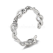 Brass Open Cuff Rings for Women, Heart Knot, Platinum, Inner Diameter: 16mm(RJEW-G296-01P)
