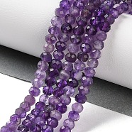 Natural Amethyst Beads Strands, Rondelle, Faceted, 3x4x3mm, Hole: 0.7mm, about 117pcs/strand, 15.43 inch(39.2cm)(G-N342-24)