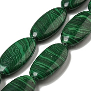 Synthetic Malachite Beads Strands, Flat Oval, 24~24.5x12x5~5.5mm, Hole: 1mm, about 16pcs/strand, 15.35''(39cm)(G-B071-C01-01)