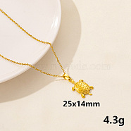 304 Stainless Steel Turtle Pendant Necklaces, Cable Chain Necklaces for Women(XW2884-4)