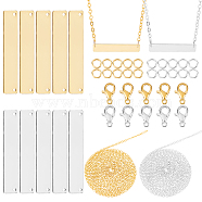 32Pieces DIY Blank Tags Pendant Necklaces Making Kits, Including 10Pcs Rectangle Brass Pendants & 0.4m Cable Chains, Zinc Alloy Lobster Claw Clasps, Jump Rings, Golden & Silver, 6x35x0.8mm, Hole: 1mm(DIY-SC0015-45)