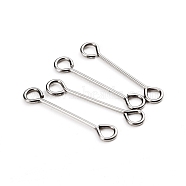 Tarnish Resistant 304 Stainless Steel Eye Pins, Double Sided Eye Pins, Stainless Steel Color, 16x0.6mm, Hole: 1mm(STAS-I141-01B-P)