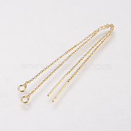 Brass Chain Stud Earring Findings, Ear Threads, Golden, 90mm, Pin: 0.5mm(X-KK-F730-05G)