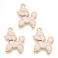 Alloy Enamel Pendants, Light Gold, Cadmium Free & Nickel Free & Lead Free, Poodle Charm, Lavender Blush, 20.5x16.5x1.5mm, Hole: 1.6mm(ENAM-WH0071-02A)