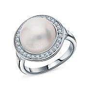 925 Sterling Silver Pearl with Cubic Zirconia Ring for Mother's Day(ET1877-3)