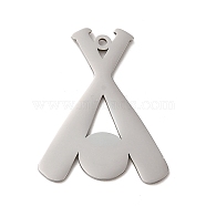 304 Stainless Steel Pendants, Baseball Bat Charm, Stainless Steel Color, 30x24x1mm, Hole: 1.5mm(FIND-Z025-02P)