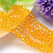 Faceted Imitation Austrian Crystal Bead Strands, Grade AAA, Bicone, Orange, 8x8mm, Hole: 0.9~1mm, about 50pcs/strand, 15.7 inch(G-M180-8mm-08A)
