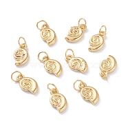 Alloy Charms, Long-Lasting Plated, with Jump Rings, Snail Shell, Real 18K Gold Plated, 12x7x2mm, Jump Ring: 5x1mm, Inner Diameter: 3mm (KK-A149-11G)