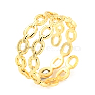 Hollow Oval Brass Open Cuff Rings, Lead Free & Cadmium Free, Real 18K Gold Plated, Inner Diameter: 17.6mm(RJEW-Q781-09G)