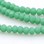 Imitation Jade Glass Faceted Rondelle Beads Strands, Medium Spring Green, 3x2mm, Hole: 1mm, about 198pcs/strand, 15.7 inch(GLAA-A024A-08)